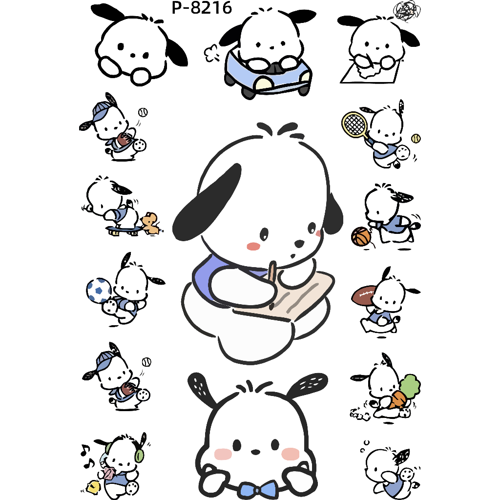 SANRIO Hl Miếng Dán Trang Trí Xe Mô Tô Hình Chú Chó POCHACCO Dễ Thương Chống Thấm Nước