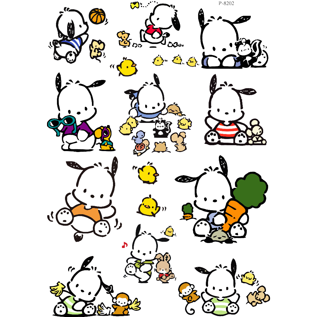 SANRIO Hl Miếng Dán Trang Trí Xe Mô Tô Hình Chú Chó POCHACCO Dễ Thương Chống Thấm Nước