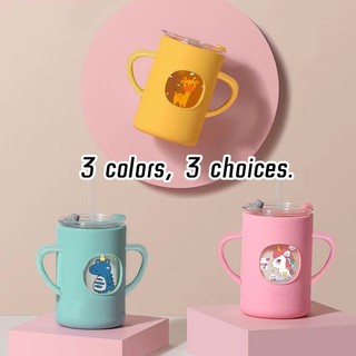 Cốc Uống Nước Chịu Nhiệt Chống Rơi Có Ống Hút In Hoạt Hình Dễ Thương Cho Bé