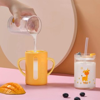 Cốc Uống Nước Chịu Nhiệt Chống Rơi Có Ống Hút In Hoạt Hình Dễ Thương Cho Bé