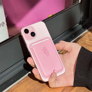Ốp Điện Thoại Màu Hồng Họa Tiết Thiên Thần Có Ngăn Đựng Thẻ Cho iphone 15 pro 15 pro max 14 14pro max 14pro 13pro 13promax 13