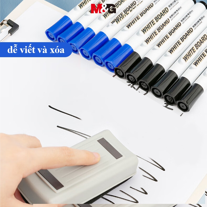 Bút Lông Viết Bảng Xoá Được M&G Ngòi Bút Sợi, Dung Lượng Lớn, Màu Đen/Xanh/Đỏ, 1 Cây