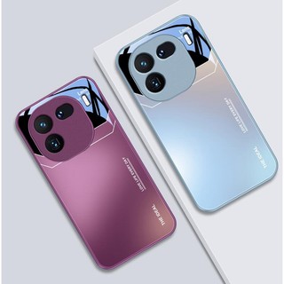 Ốp Chuyển Màu Thời Trang Sang Trọng Cho iQOO 12 iQOO12 12 5G Mặt Sau Kính Chống Sốc Bảo Vệ Camera Mặt Sau Sơn Kim Loại