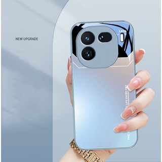 Ốp Chuyển Màu Thời Trang Sang Trọng Cho iQOO 12 iQOO12 12 5G Mặt Sau Kính Chống Sốc Bảo Vệ Camera Mặt Sau Sơn Kim Loại
