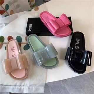 Giày nữ Melissa 2025 dép nữ mới mùa hè dép xỏ ngón nơ đế phẳng giày thạch đi biển thông thường dành cho nữ
