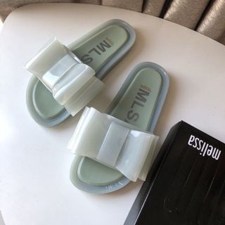 Giày nữ Melissa 2025 dép nữ mới mùa hè dép xỏ ngón nơ đế phẳng giày thạch đi biển thông thường dành cho nữ