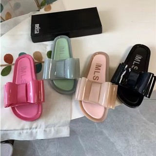 Giày nữ Melissa 2025 dép nữ mới mùa hè dép xỏ ngón nơ đế phẳng giày thạch đi biển thông thường dành cho nữ