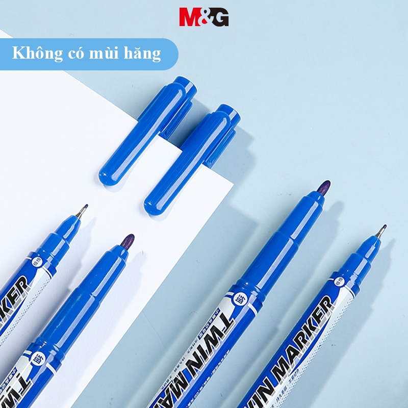 Bút Lông Dấu 2 Đầu Ngòi Nhỏ M&G - Bút Đánh Dấu Dầu Chống Nước, Ngòi Bút Sợi Chịu Mài Mòn, Khô Nhanh