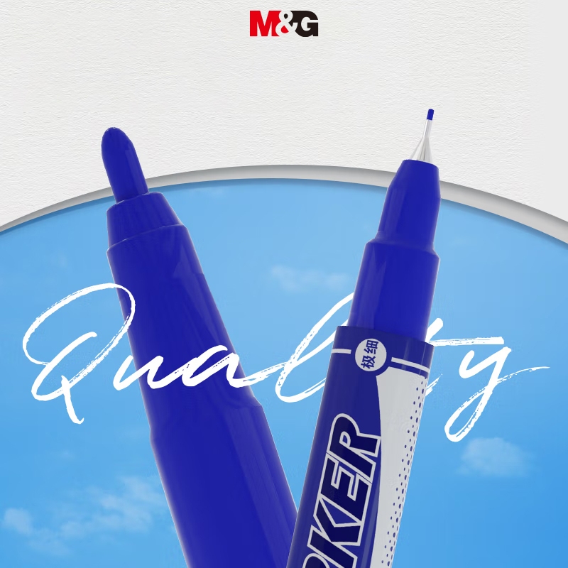 Bút Lông Dấu 2 Đầu Ngòi Nhỏ M&G - Bút Đánh Dấu Dầu Chống Nước, Ngòi Bút Sợi Chịu Mài Mòn, Khô Nhanh