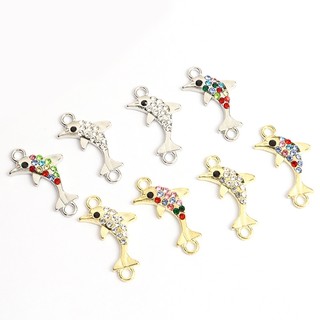 Set 15 Mặt Vòng cổ Hợp Kim Hình Cá Heo Đính Đá Lấp Lánh Tự Làm Trang Sức Vòng Tay / Vòng cổ Cho Cặp Đôi