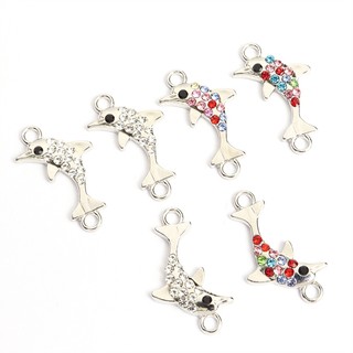 Set 15 Mặt Vòng cổ Hợp Kim Hình Cá Heo Đính Đá Lấp Lánh Tự Làm Trang Sức Vòng Tay / Vòng cổ Cho Cặp Đôi
