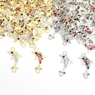 Set 15 Mặt Vòng cổ Hợp Kim Hình Cá Heo Đính Đá Lấp Lánh Tự Làm Trang Sức Vòng Tay / Vòng cổ Cho Cặp Đôi