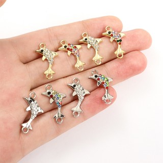 Set 15 Mặt Vòng cổ Hợp Kim Hình Cá Heo Đính Đá Lấp Lánh Tự Làm Trang Sức Vòng Tay / Vòng cổ Cho Cặp Đôi