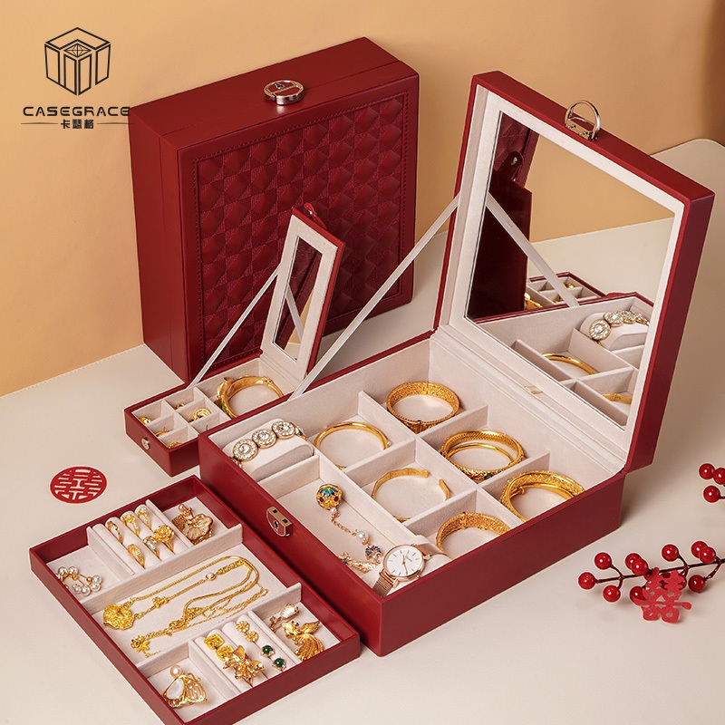 Hộp Đựng Trang Sức Cưới Cỡ Lớn Có Gương Tiện Dụng