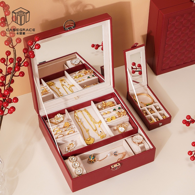 Hộp Đựng Trang Sức Cưới Cỡ Lớn Có Gương Tiện Dụng