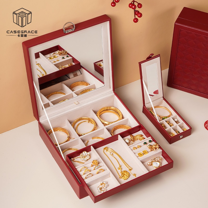 Hộp Đựng Trang Sức Cưới Cỡ Lớn Có Gương Tiện Dụng