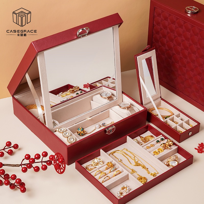 Hộp Đựng Trang Sức Cưới Cỡ Lớn Có Gương Tiện Dụng