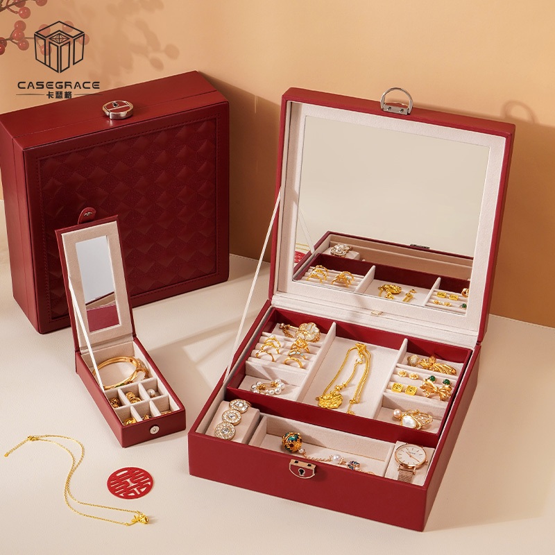 Hộp Đựng Trang Sức Cưới Cỡ Lớn Có Gương Tiện Dụng