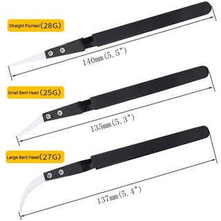 3 Nhíp Ngược Gốm Chống Tĩnh Điện Nhíp Tay Cầm Bằng Thép Không Gỉ Khóa Chữ Thập Chịu Nhiệt Cong Đầu