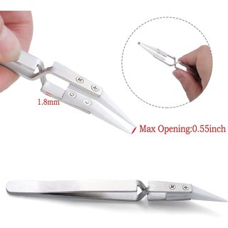 3 Nhíp Ngược Gốm Chống Tĩnh Điện Nhíp Tay Cầm Bằng Thép Không Gỉ Khóa Chữ Thập Chịu Nhiệt Cong Đầu