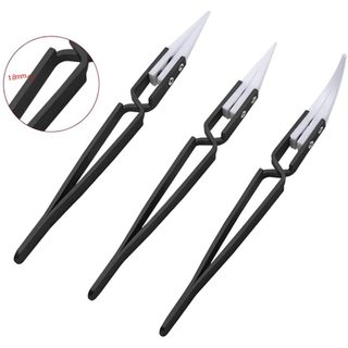 3 Nhíp Ngược Gốm Chống Tĩnh Điện Nhíp Tay Cầm Bằng Thép Không Gỉ Khóa Chữ Thập Chịu Nhiệt Cong Đầu