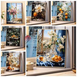MOZI✨hoa bậu cửa sổ 40*50cm tranh tô màu theo số tranh sơn dầu số hoá tranh số hóa tranh tô màu số hoá tranh số hoá theo yêu cầu sơn acrylic Tranh Sơn Dầu Kỹ Thuật Số Hình Hoa Cửa Sổ 40 * 50cm Diy