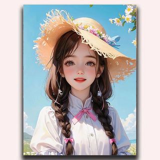 MOZI✨Cô gái trong biển hoa 40*50cm tranh sơn dầu số hoá tranh số hóa tranh tô màu số hoá tranh số hoá theo yêu cầu tô màu theo số sơn theo sốTranh Sơn Dầu Kỹ Thuật Số Tự Làm Hình Cô Gái Và Hoa / Mặt Trời Dễ Thương Dùng Trang Trí