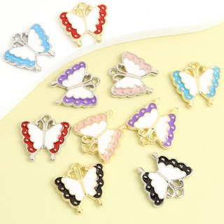 Set 10 Mặt Vòng cổ Hình Bướm Hoạt Hình Bằng Hợp Kim Tráng Men Thủ Công DIY