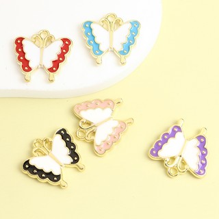Set 10 Mặt Vòng cổ Hình Bướm Hoạt Hình Bằng Hợp Kim Tráng Men Thủ Công DIY