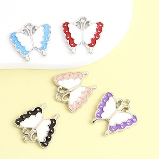 Set 10 Mặt Vòng cổ Hình Bướm Hoạt Hình Bằng Hợp Kim Tráng Men Thủ Công DIY