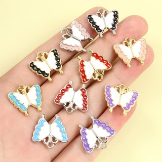 Set 10 Mặt Vòng cổ Hình Bướm Hoạt Hình Bằng Hợp Kim Tráng Men Thủ Công DIY