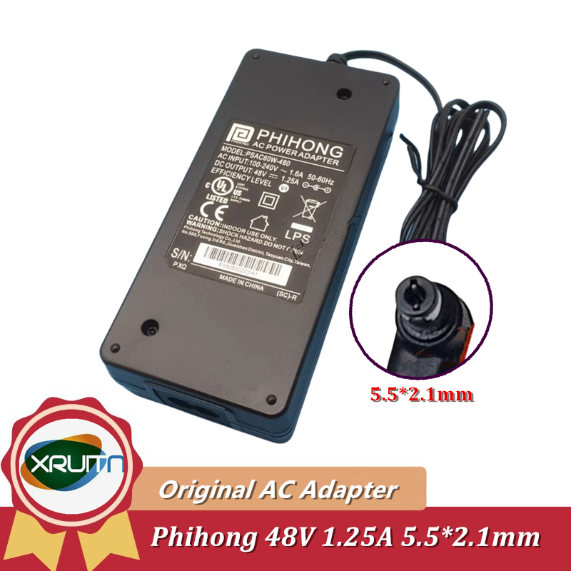 Phihong PSAC60W-480 48V 1.25A 60W 5.5x2.1mm Bộ chuyển đổi nguồn AC Bộ sạc nguồn