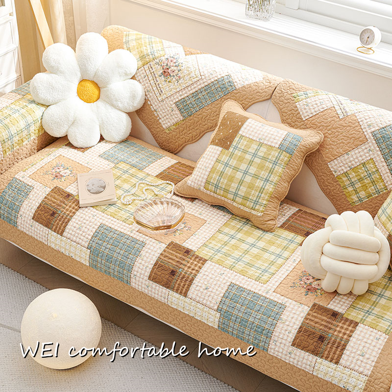 Vỏ Bọc Đệm Ghế Sofa Kết Hợp Bằng Vải Da Cotton Nguyên Chất Hình Chữ L Chống Trượt Cổ Điển