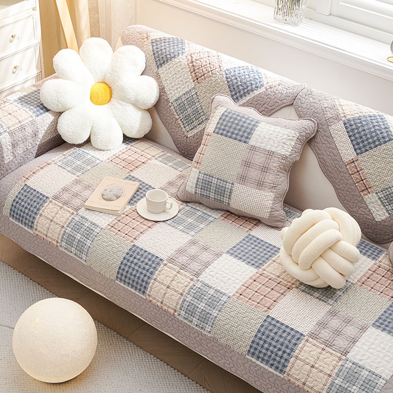 Vỏ Bọc Đệm Ghế Sofa Kết Hợp Bằng Vải Da Cotton Nguyên Chất Hình Chữ L Chống Trượt Cổ Điển