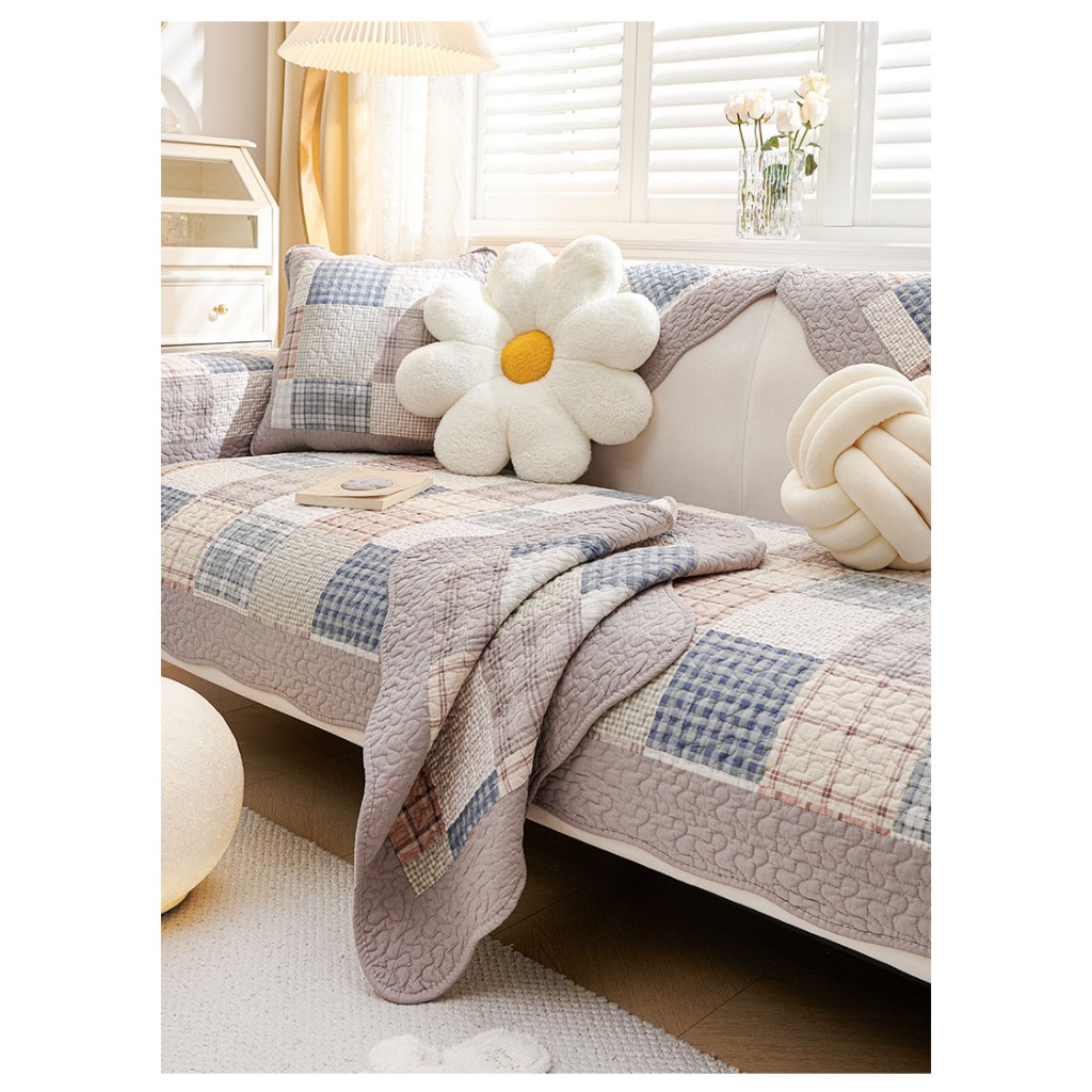 Vỏ Bọc Đệm Ghế Sofa Kết Hợp Bằng Vải Da Cotton Nguyên Chất Hình Chữ L Chống Trượt Cổ Điển