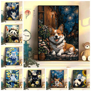 MOZI✨các con vật dễ thương 40*50cm tranh tô màu theo số tranh sơn dầu số hoá tranh số hóa tranh tô màu số hoá tranh số hoá theo yêu cầuTranh sơn dầu kỹ thuật số Tranh Sơn Dầu Kỹ Thuật Số diy Hình Động Vật Dễ Thương