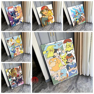 MOZI✨Pokemon tranh tô màu số hoá 40x50cm, sơn acrylic, bộ DIY hình Pokemon