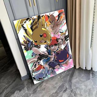 MOZI✨Pokemon tranh tô màu số hoá 40x50cm, sơn acrylic, bộ DIY hình Pokemon