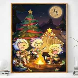 Tranh sơn dầu kỹ thuật số tự tô màu phong cảnh anime 40*50CM, cảnh tuyết, năm mới