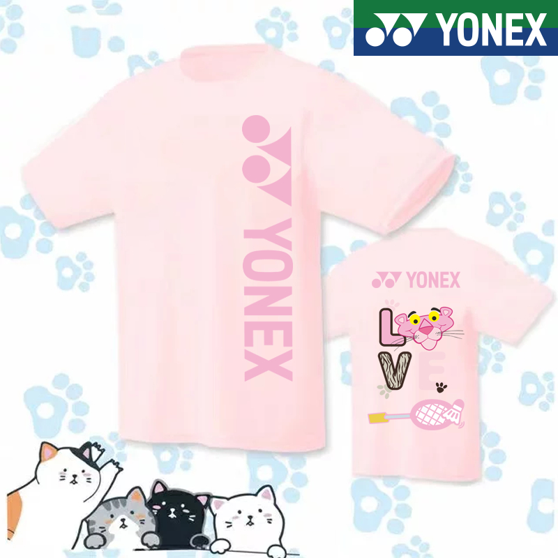 Áo Thun Cầu Lông Tay Ngắn YONEX Họa Tiết Báo Hồng Thoáng Khí Thấm Hút Mồ Hôi Thời Trang Hàn Quốc 2024