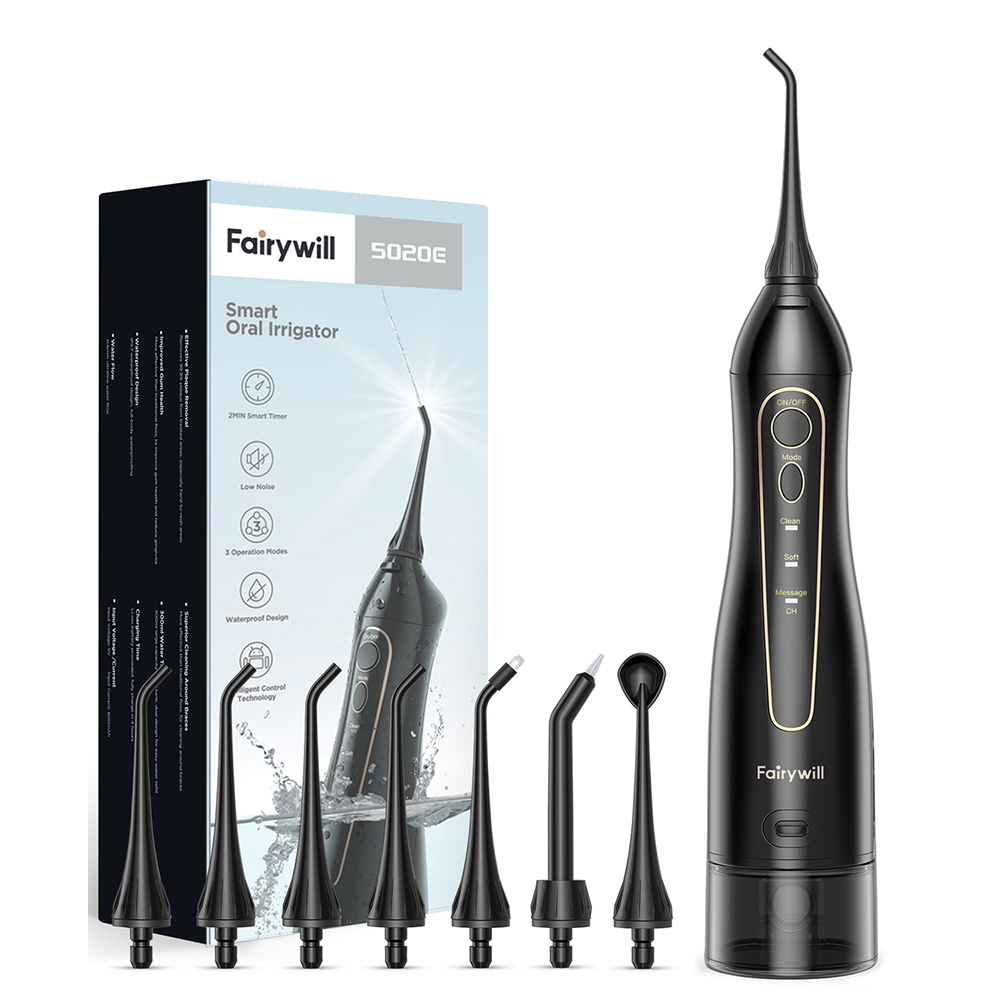 Ảnh Máy tăm nước FAIRYWILL cầm tay 5020E có 8 đầu vòi thay thế với bể nước 300mL tiện dụng 1