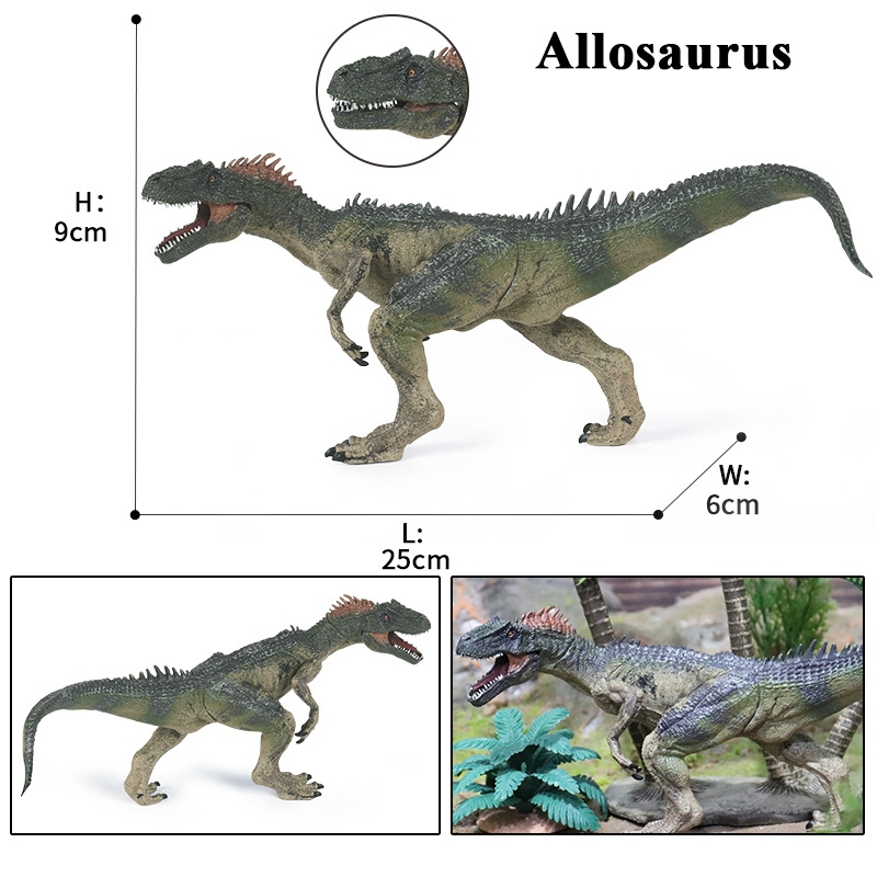 Mô phỏng kỷ Jura Mô hình thế giới khủng long tĩnh Allosaurus Đồ chơi khủng long bằng nhựa lớn rắn