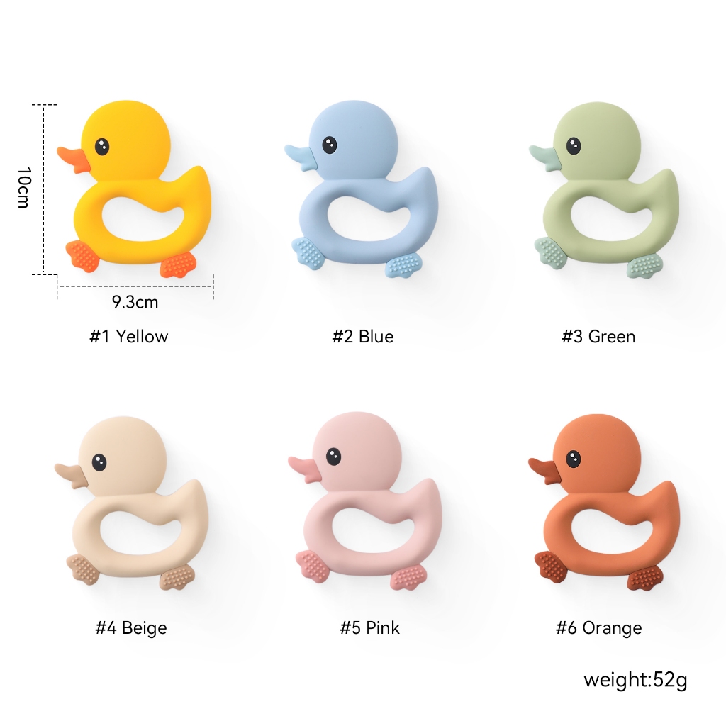 Ảnh Đồ Chơi Gặm Nướu Bằng Silicone 100% Cấp Thực Phẩm Không BPA Hình Vịt Hoạt Hình Dành Cho Bé 2