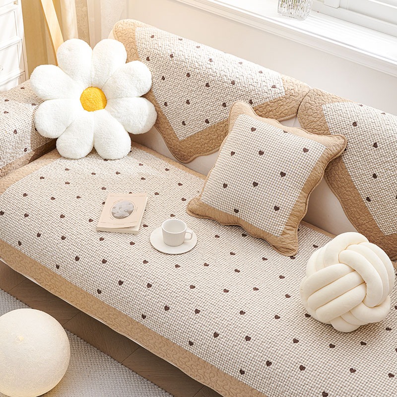 Vỏ Bọc Đệm Ghế Sofa Bằng Cotton Trơn Chống Trượt Chống Trầy Xước Kiểu Bắc Âu Hiện Đại