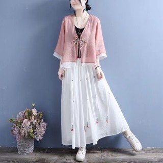 Áo Khoác Kimono Chất Cotton Lanh Thêu Họa Tiết Phong Cách Boho Hàn Quốc Thời Trang Mùa Hè Cho Nữ Hàng Mới