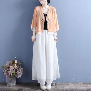 Áo Khoác Kimono Chất Cotton Lanh Thêu Họa Tiết Phong Cách Boho Hàn Quốc Thời Trang Mùa Hè Cho Nữ Hàng Mới
