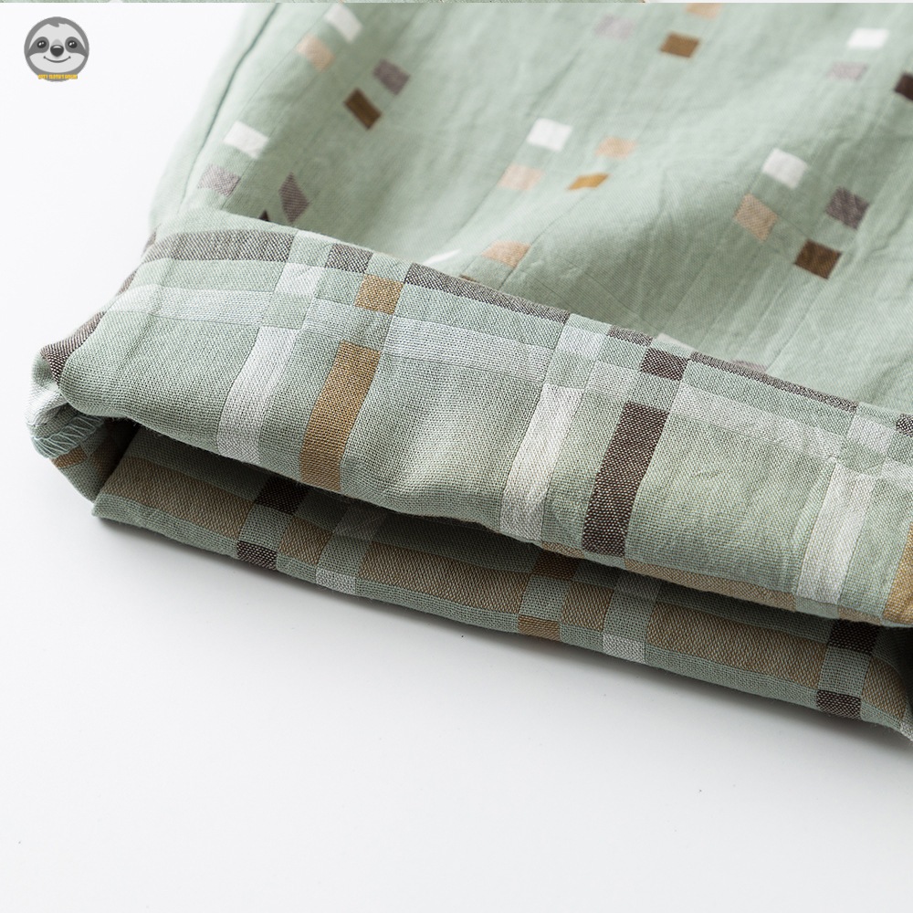 Phong cách Nhật Bản Muji Style / Quần áo dài tay bằng lưới bốn cung điện / Bộ đồ gạc hai lớp bằng Cotton nguyên chất / Quần áo dài cặp đôi thân thiện với da / Thoáng khí