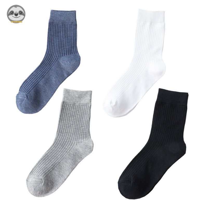 [2 Đôi] Phong cách Nhật Bản Muji / Tất ống giữa họa tiết đen tối dành cho nam / Tất Cotton thông thường cho nam / Vớ công sở / Tất thấm mồ hôi thoáng khí