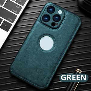Ốp Điện Thoại Da Chống Sốc Màu Xanh Lá Đậm / Tím Đậm Cho iPhone 15ProMax XS XR 11 12 13 14 15 Pro Max 7 8 plus