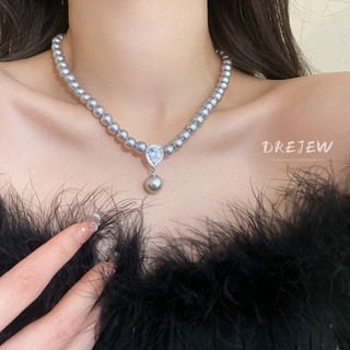 DREJEW Vòng cổ Mặt Hình Giọt Nước Đính Ngọc Trai Zircon Phong Cách Pháp Cổ Điển Sang Trọng Không Gây Dị Ứng Cho Nữ